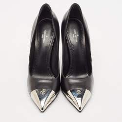 Pre Owned Louis Vuitton Black Leather Urban Twist Metal Cap Toe Pumps Size 38