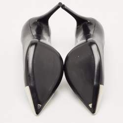 Pre Owned Louis Vuitton Black Leather Urban Twist Metal Cap Toe Pumps Size 38