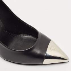 Pre Owned Louis Vuitton Black Leather Urban Twist Metal Cap Toe Pumps Size 38