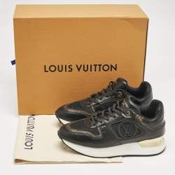 Louis Vuitton Brown/Black Leather and Canvas Neo Run Away Sneakers Size 39