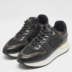 Louis Vuitton Brown/Black Leather and Canvas Neo Run Away Sneakers Size 39