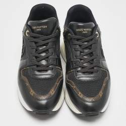 Louis Vuitton Brown/Black Leather and Canvas Neo Run Away Sneakers Size 39