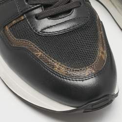 Louis Vuitton Brown/Black Leather and Canvas Neo Run Away Sneakers Size 39