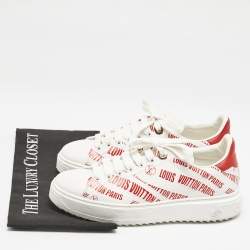 Louis Vuitton White Leather Graffiti Logo Low Top Sneakers Size 39