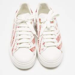 Louis Vuitton White Leather Graffiti Logo Low Top Sneakers Size 39