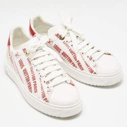 Louis Vuitton White Leather Graffiti Logo Low Top Sneakers Size 39