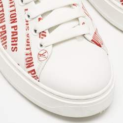 Louis Vuitton White Leather Graffiti Logo Low Top Sneakers Size 39