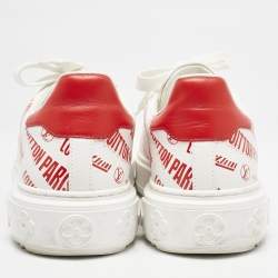Louis Vuitton White Leather Graffiti Logo Low Top Sneakers Size 39