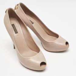 Louis Vuitton Beige Leather Platform Oh Really! Peep Toe Pumps Size 39.5