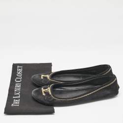 Louis Vuitton Black Suede Oxford Ballet Flats Size 39.5