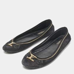 Louis Vuitton Black Suede Oxford Ballet Flats Size 39.5