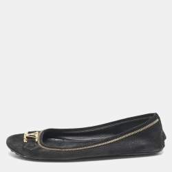 Louis Vuitton Black Suede Oxford Ballet Flats Size 39.5