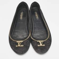 Louis Vuitton Black Suede Oxford Ballet Flats Size 39.5