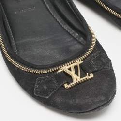 Louis Vuitton Black Suede Oxford Ballet Flats Size 39.5