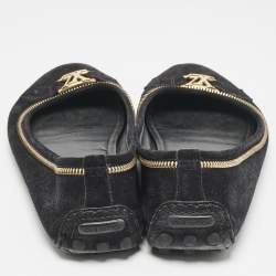 Louis Vuitton Black Suede Oxford Ballet Flats Size 39.5
