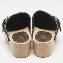 Louis Vuitton Black/Brown Canvas and Leather Cottage Clogs Size 38