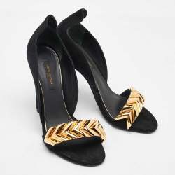 Louis Vuitton Black Suede V Symphony Sandals Size 36.5