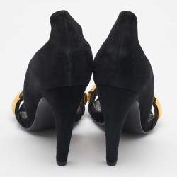 Louis Vuitton Black Suede V Symphony Sandals Size 36.5