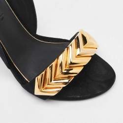 Louis Vuitton Black Suede V Symphony Sandals Size 36.5