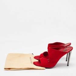 Louis Vuitton Red Suede Slide Sandals Size 38