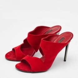 Louis Vuitton Red Suede Slide Sandals Size 38