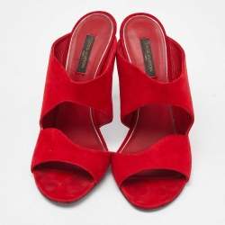 Louis Vuitton Red Suede Slide Sandals Size 38