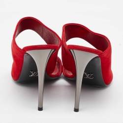 Louis Vuitton Red Suede Slide Sandals Size 38