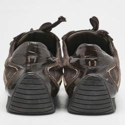 Louis Vuitton Brown Monogram Canvas and Patent Globe Trotter Sneakers Size 38.5