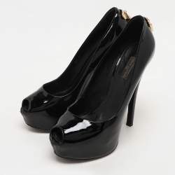 Louis Vuitton Black Patent Leather Oh Really! Platform Pumps Size 38