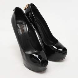 Louis Vuitton Black Patent Leather Oh Really! Platform Pumps Size 38