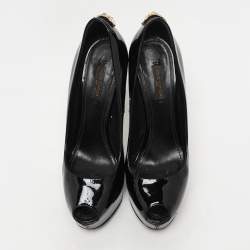 Louis Vuitton Black Patent Leather Oh Really! Platform Pumps Size 38