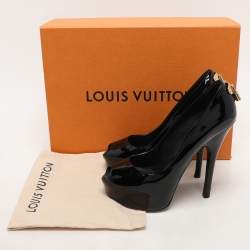 Louis Vuitton Black Patent Leather Oh Really! Platform Pumps Size 38