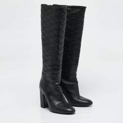 Louis Vuitton Black Leather Donna Knee Length Boots Size 37