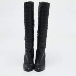 Louis Vuitton Black Leather Donna Knee Length Boots Size 37