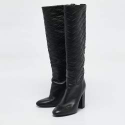 Louis Vuitton Black Leather Donna Knee Length Boots Size 37