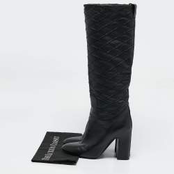 Louis Vuitton Black Leather Donna Knee Length Boots Size 37