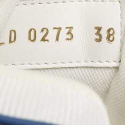 Louis Vuitton Blue/White Monogram Leather and Denim LV Trainer Sneakers Size 38