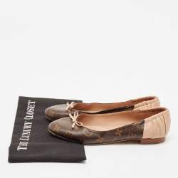 Louis Vuitton Brown/Pink Monogram Canvas and Leather Scrunch Ballet Flats Size 37.5