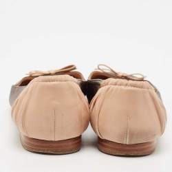 Louis Vuitton Brown/Pink Monogram Canvas and Leather Scrunch Ballet Flats Size 37.5