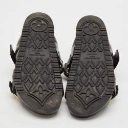 Louis Vuitton Black Monogram Leather Bom Dia Flat Sandals Size 38