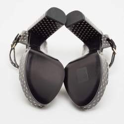Louis Vuitton Black Leather Eyelet Platfrom Sandals Size 37