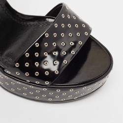 Louis Vuitton Black Leather Eyelet Platfrom Sandals Size 37