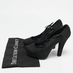 Louis Vuitton Black Nubuck Leather Varennes Platform Pumps Size 36