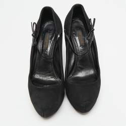 Louis Vuitton Black Nubuck Leather Varennes Platform Pumps Size 36