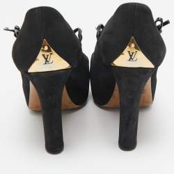 Louis Vuitton Black Nubuck Leather Varennes Platform Pumps Size 36