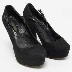 Louis Vuitton Black Nubuck Leather Varennes Platform Pumps Size 36