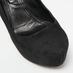 Louis Vuitton Black Nubuck Leather Varennes Platform Pumps Size 36