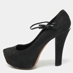 Louis Vuitton Black Nubuck Leather Varennes Platform Pumps Size 36