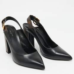 مملوكة مسبقًا Louis Vuitton Black Monogram Canvas and Leather Matchmake Slingback Pumps Size 41