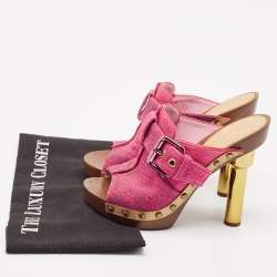 Louis Vuitton Pink Monogram Denim Rosa Platform Clogs Size 37